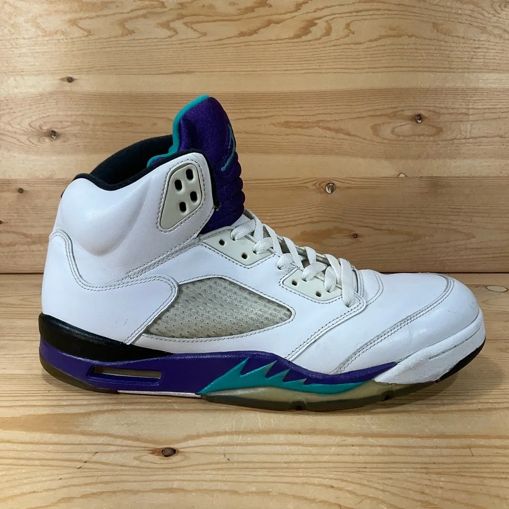 Nike Air Jordan 5 Retro Grape 2013 Men’s 10.5 White Purple Black Teal 136027 108